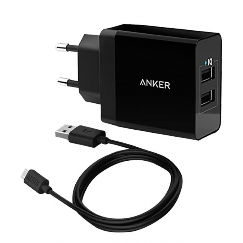 Anker 24W 2-Port USB Wall Charger And Micro USB 3ft Cable